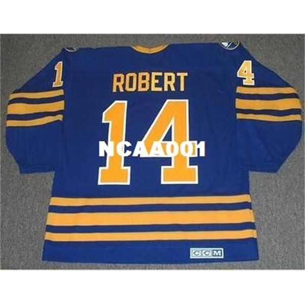 

668s #14 rene robert buffalo sabres 1978 ccm vintage away hockey jersey or custom any name or number retro jersey, Black