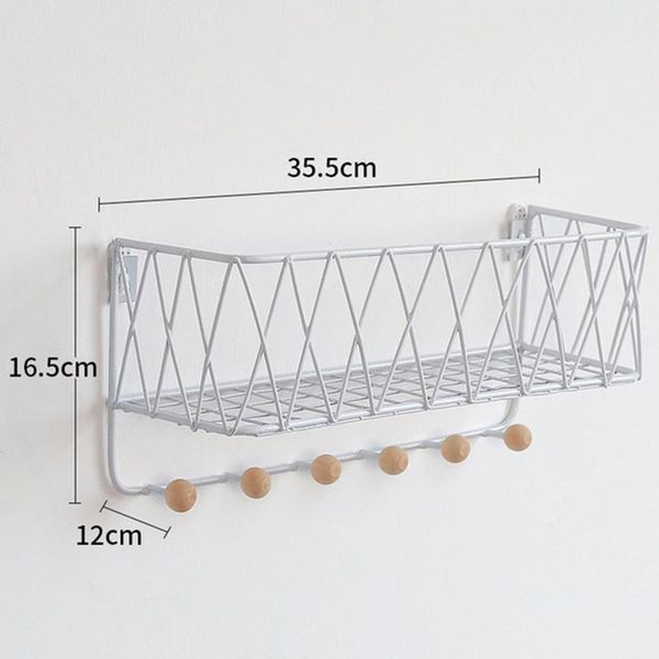

hooks & rails creative simple nordic wrought iron grid wall shelf ornaments home hook mounted storage rack decoration housekeeper