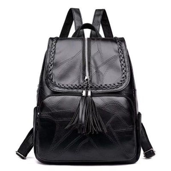 

backpack large capacity women bag female zipper classic pu leather black color shoulder high quality