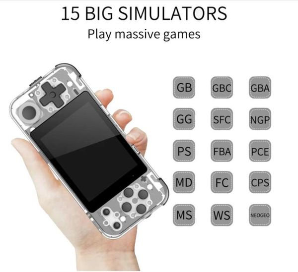 

portable game players powkiddy-consola de juegos q90 3 pulgadas, consola videojuegos retro mano, sistema abierto, clase ps1, fc, gb, ms