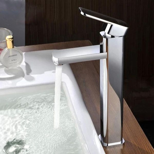

bathroom sink faucets high basin water faucet square shape single handle and cold mixer chrome surface tap