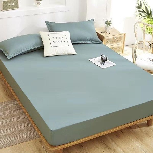 

sheets & sets bonenjoy 1pc bed sheet queen size fitted with elastic soid color couvre lit king sabanas cama 150 (case need order)
