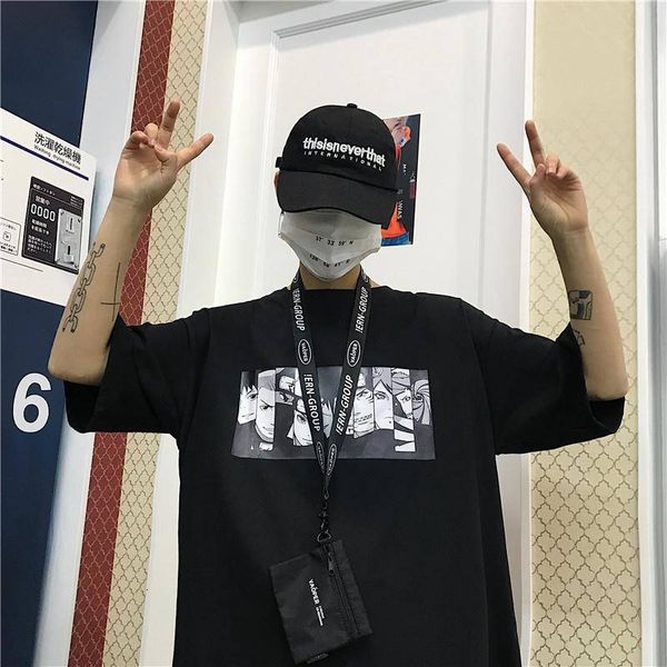 

2021 new legal harajuku amina naruto tshirt streetwear homens moda vero t-shirt ocasional dos desenhos animados masculino engraado idzk, White;black