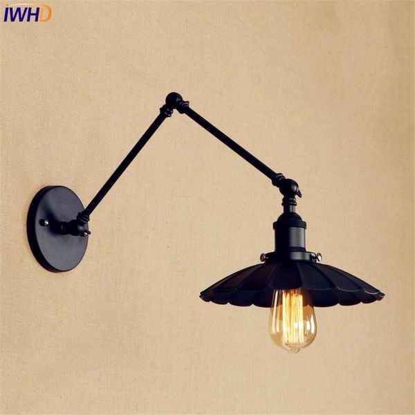 

wall lamp black retro vintage led light edison wandlamp swing long arm loft style industrial lighting luminaire lampen