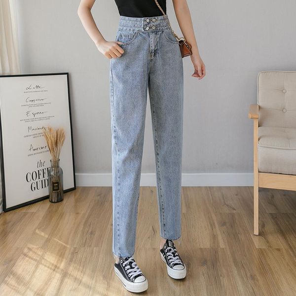 

women's jeans spring 9/10 length hem denim capri pants cropped for women s  l xl, Blue