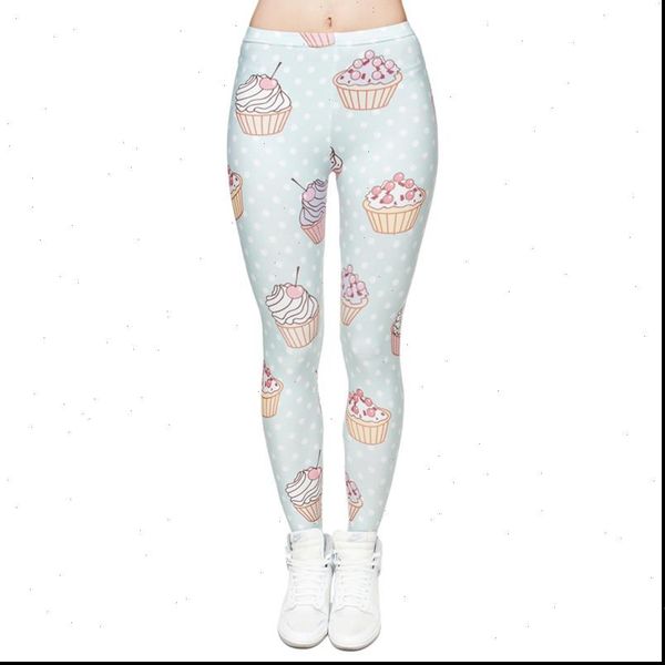 

high elastic women leggings muffin dots 3d printing trousers fitness legging slim high waist legins casual women pants, Black