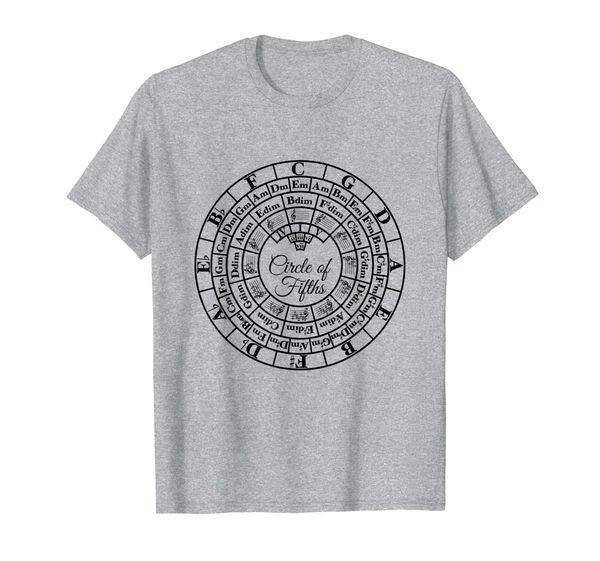 

circle of fifths classical harmony theory chart t-shirt, White;black