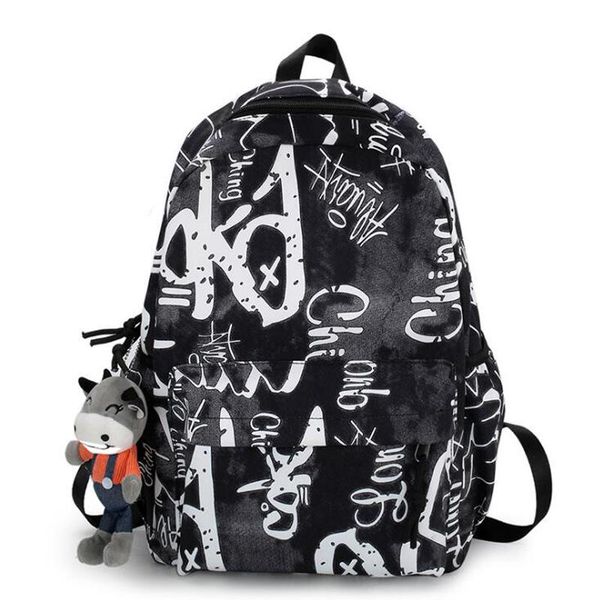 

backpack graffiti youth 2021 trend design waterproof nylon lapcampus school bag soft large capacity travel backpacks