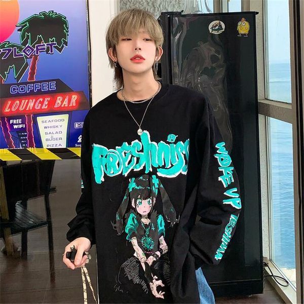 

2021 new cotton cartoon hoodie streetwear japanese sweatshirt fashion casual funny spring autumn harajuku high street hoodies male a89p, Black