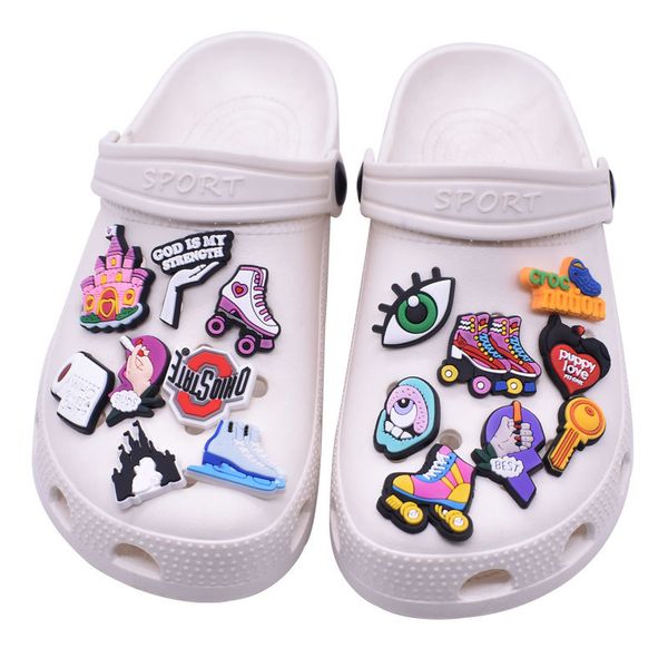 

cute cartoon shoe decorations parts accesssories buckle for croc charms clog wristband charm party favors birthday gifts wholesale, White;pink