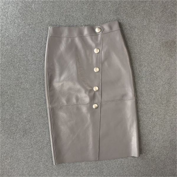 

2021 female genuine spring royal sheep leather skirt e28 puiy, Black