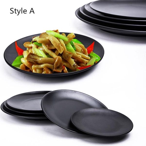 

dishes & plates melamine plate dish black round sushi spaghetti steak salad container pot shop japanese cuisine bbq kitchen 1 pc