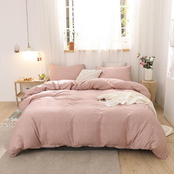 

bedding sets 2021 selling pink plaid set cute for women girl