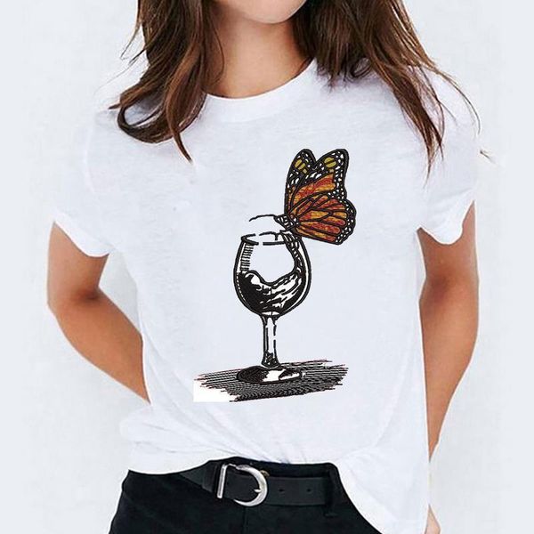 

lady t-shirts for women butterfly vintage fashion short sleeve ladies print womens graphic t shirt female tee t-shirt, White