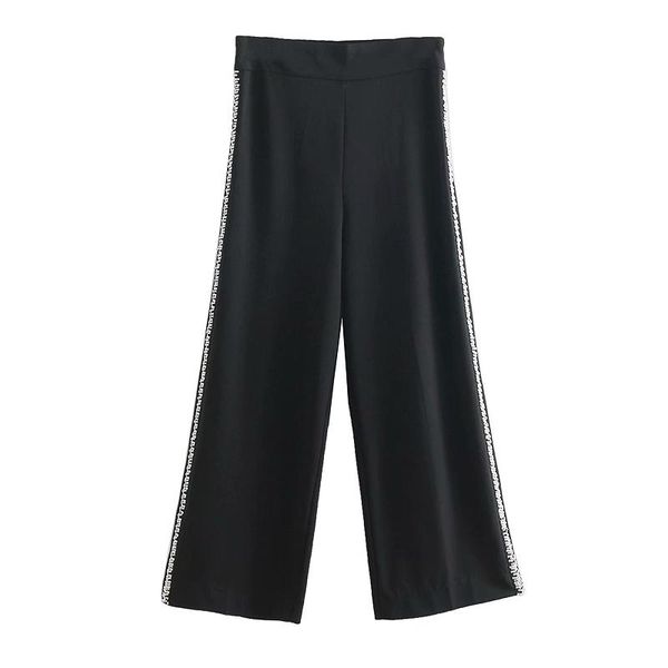 

women's pants & capris women vintage side faux diamond decoration zipper straight retro trousers ladies brand long pantalones mujer p20, Black;white