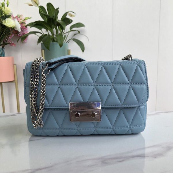 

triangle v-shaped embroidery line small fragrant rhombus chain bag sheepskin women's fashion one shoulder messenger bag small square ba