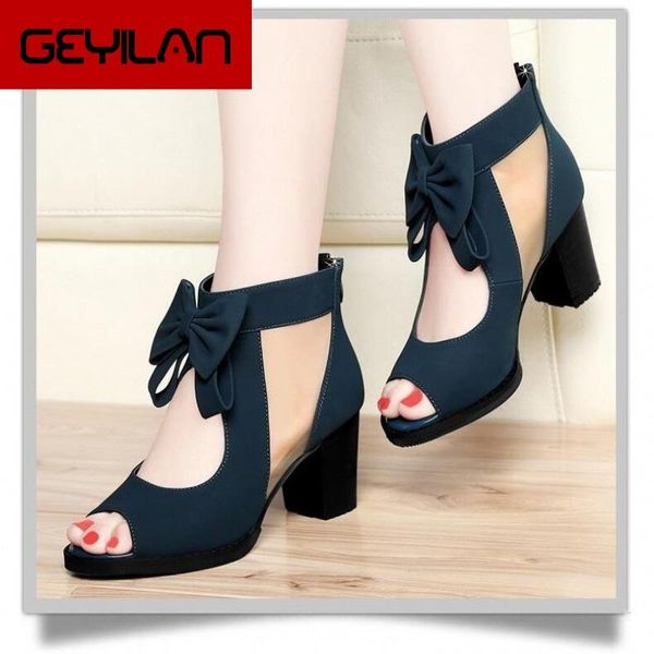 

dress shoes 2021 summer women lace ankle-wrap sandals casual zip open ladys chunky heels plataformas mujer sandalias, Black