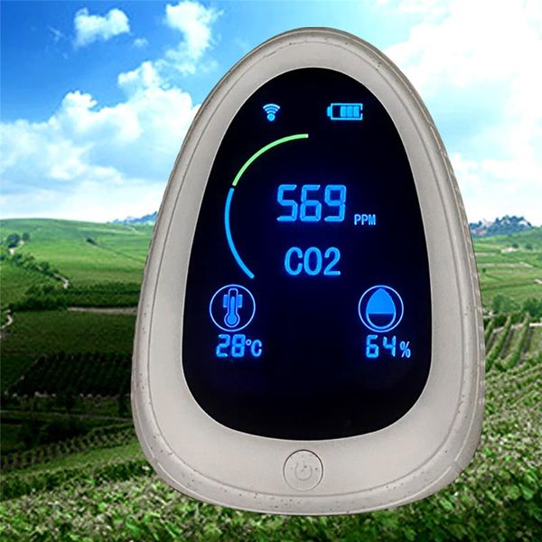 Analisadores de gás CO2 Qualidade do ar Monitor de temperatura Umidade Alarme de fumaça Exibir ferramenta de analisador de medidor inteligente portátil portátil