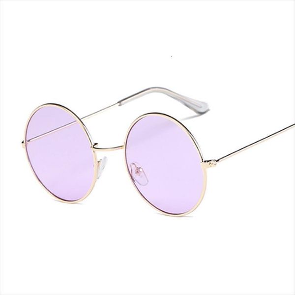 

Purple Classic Round Sunglasses Women Circle Oval Design Ladies Fashion Brand Alloy Ocean Mirror Oculos De Sol, White;black