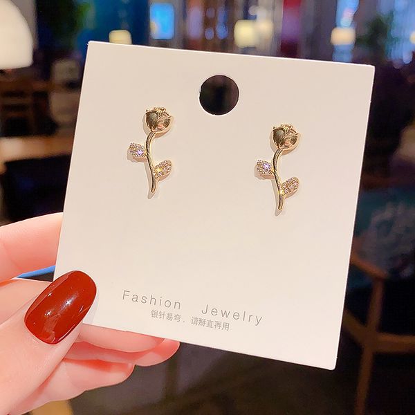 

wholesale price classic design studs titanium steel screw with drill earrings semi-circular opening with drill earrings for women gift 1k34, Golden;silver
