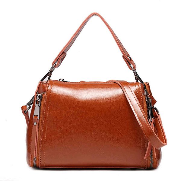 

new leather women's bag fashion horizontal style small square oil wax portable shoulder