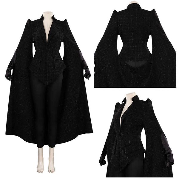 Crudelia Costume Cosplay Cappotto Nero Abiti Vestito di Carnevale di Halloween Y0903