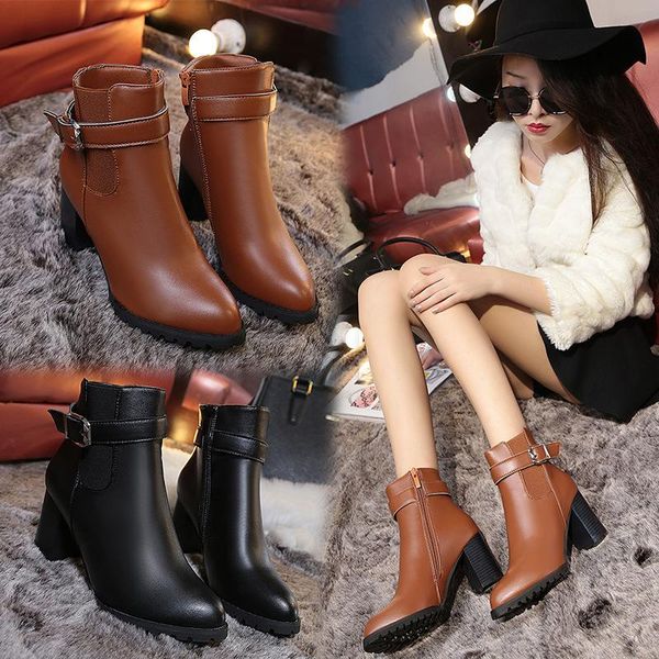 

boots autumn high heeled women's in spring and, Black