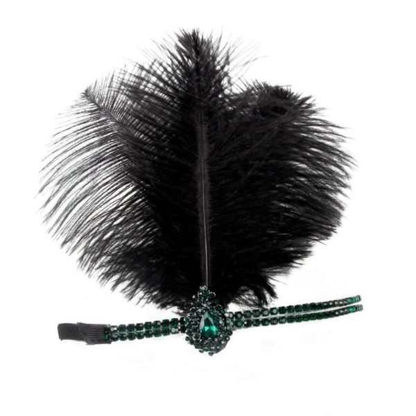 

hair clips & barrettes [innovation] 1920s luxury rhinestone ribbon feather headband gatsby prom banquet headdress party, Golden;silver