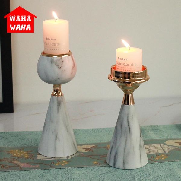 

nordic style metal iron electroplating candle holder marble pattern iron diamond shape candle cup wedding home table decoration