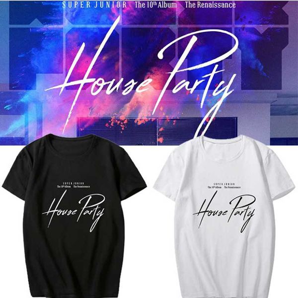 

women's t-shirt kpop super junior 10th the renaissance 15 anniversary summer short sleeves tshirt tee cotton, White