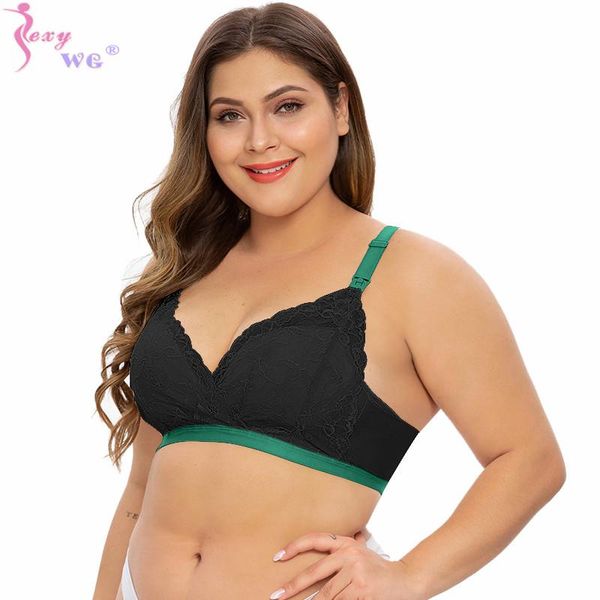 

maternity intimates sexywg breastfeeding padded wire wireless nursing bra wrap over shoulder buckle lace plus size bras pregnant, White