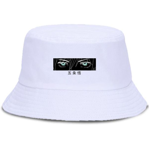 

gojo satoru jujustu kaisen black print backet hats hip hop fisherman hat summer sun shade outdoor caps sun protection cap, Blue;gray