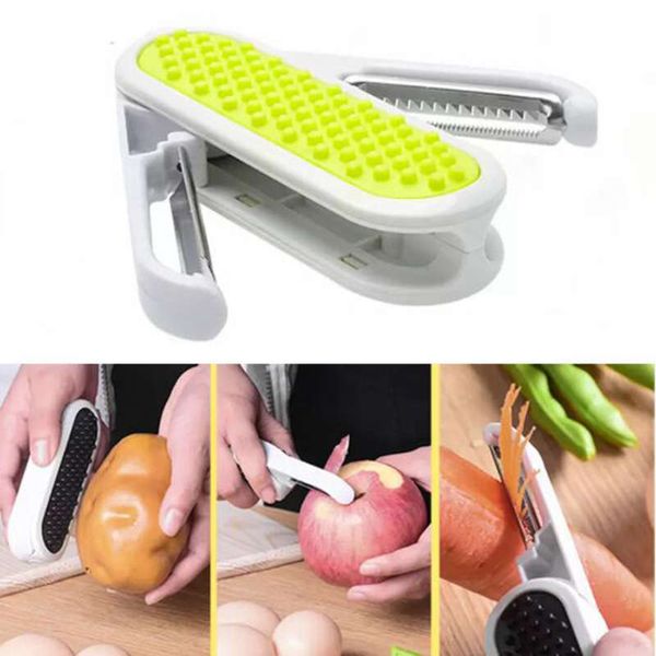 Pelapatate pieghevole 2 in 1 Grattugia multifunzione per frutta e verdura Affettatrice per patate in acciaio inossidabile Utensili da cucina creativi