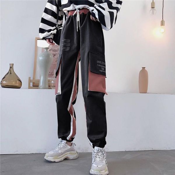

in a cage slim gothic women capris korean style trousers casual streetwear harajuku female joggers, Black;white