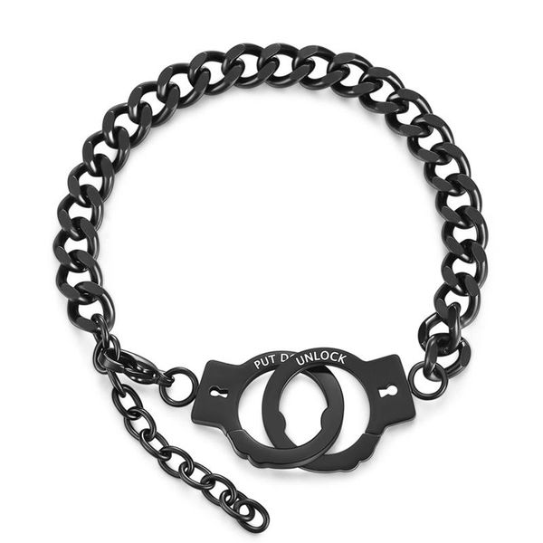 

handcuff couples chain bracelet partners adjustable for gift, Black