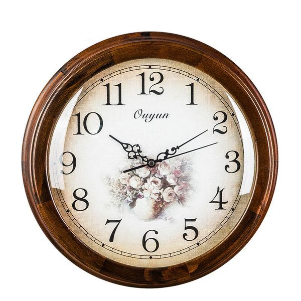 

wall clocks 2021 classical solid wood large european retro quartz clock mute movement mechanism art edge home decoration