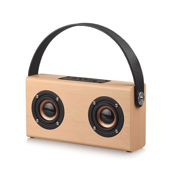 

portable wood hand bluetooth speaker phone computer support tf card aux usb home outdoor dance music play subwoofer