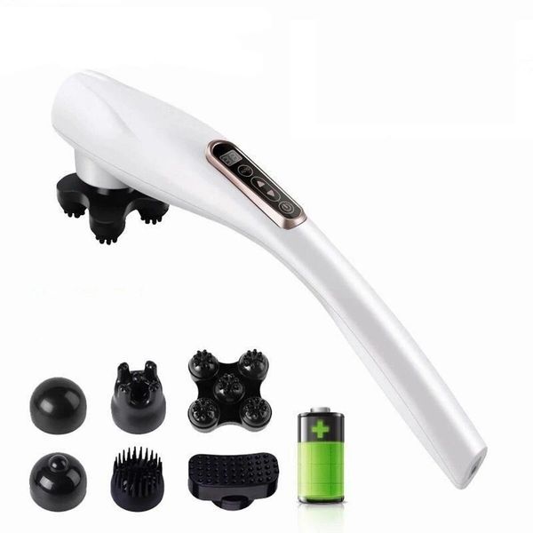 110V 2000mAh Massager Elétrico Wireless Handheld Full Body Pescoço Massageador + 6 Cabeças de Massagem