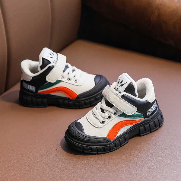 

boys winter sports shoes autumn and winter children's short boots girls warm cotton casual shoes plus velvets 210713, Black