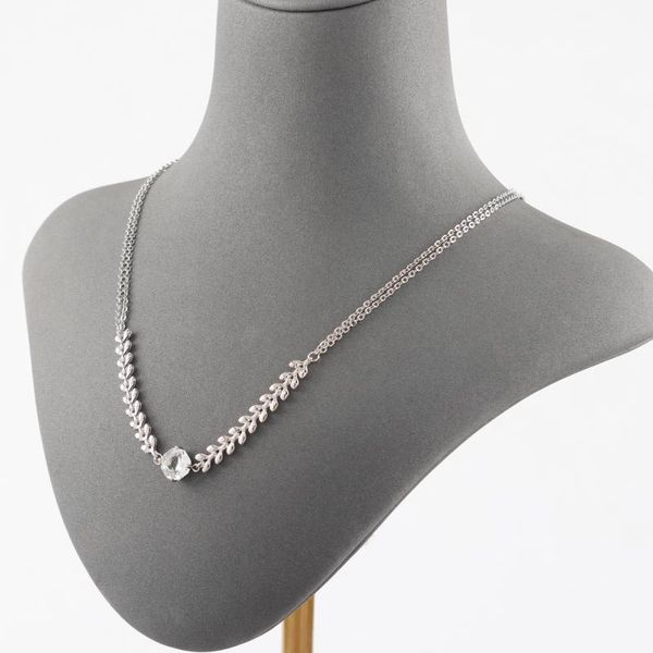 

chains sanying m111501, style rhodium plated chain simple zircon necklace for women girl jewelry gift,55cm/lot, Silver