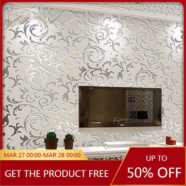 

wallpapers european style non-woven wallpaper classic wall paper roll purple/grey wallcovering luxury floral papel de parede v1