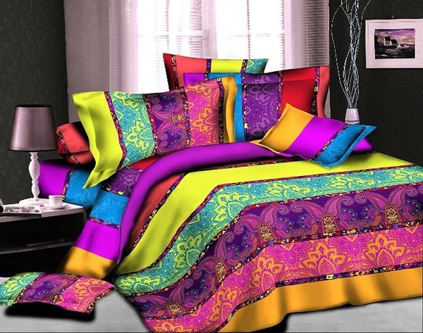 Roupa de cama Estilo Ocidental Home Têxtil Presente de Casamento Bambu Fibra Dupla Cama De Cama De Cama 3D Tampa de edredão 3D + Bedsheet Flat + Fronha 210309