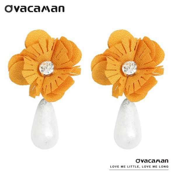 

dangle & chandelier dvacaman 2021 trendy cute handmade flower statement earrings for women vintage pearl water drop bohemian jewelry, Silver