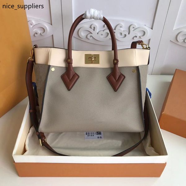 

wholesale price sell leather bags women totes with pouch shopping shoulder bags new fashion on my side tote bag m53824 m53825, Red;black