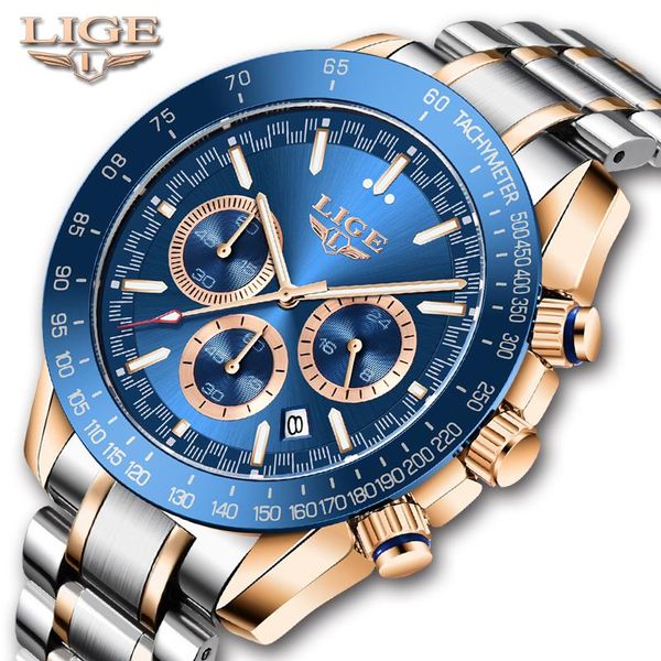 

wristwatches 2021 lige fashion watch men 30atm waterproof date clock sport watches mens quartz wristwatch relogio masculino, Slivery;brown