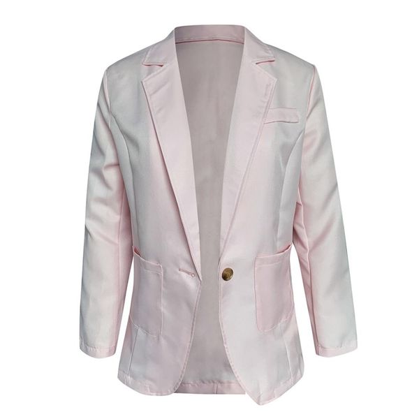 

female blazer suit jacket blazers for women solid color long sleeve single button lapel blazer women jacket coat blazer feminino, Gray