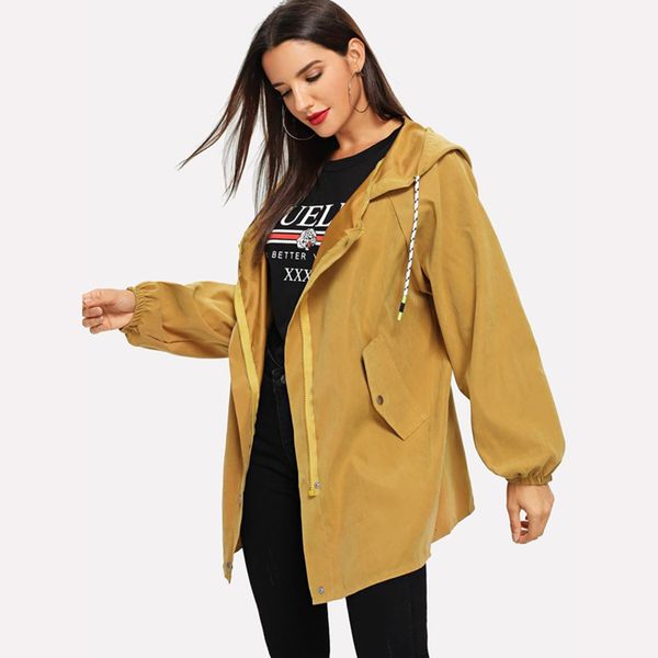 

women jackets hooded coats windbreaker vintage female spring autumn outwears plus size fashion sportwears casual long jacket wxwy, Black;brown
