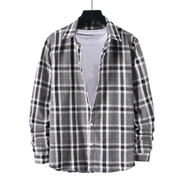 

men's casual shirts 2021 100% cotton flannel plaid shirt slim fit spring autumn male brand long sleeved soft comfortable, White;black