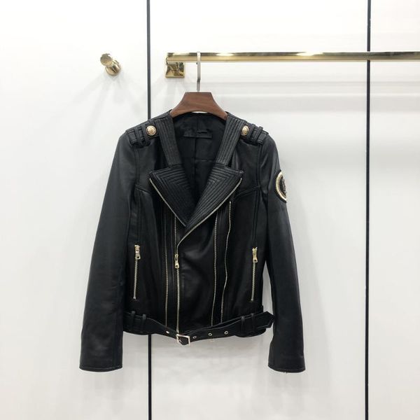 

women's leather & faux ladies jackets, jackets 2021 sheep motorcycle jacket, Black