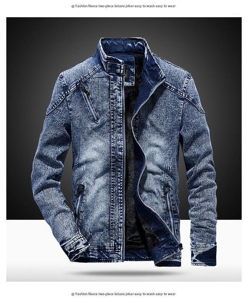 

men's jackets retro denim jacket slim fit solid color casual jeans standing fashion clothing black blue, Black;brown